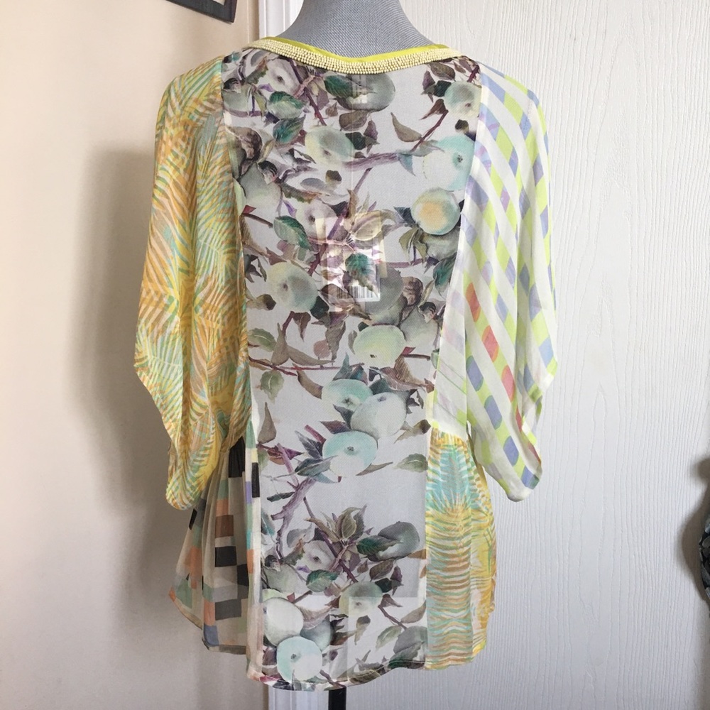 Anthropologie bl^nk Lemon Grove Beaded Blouse L - Picture 3 of 11